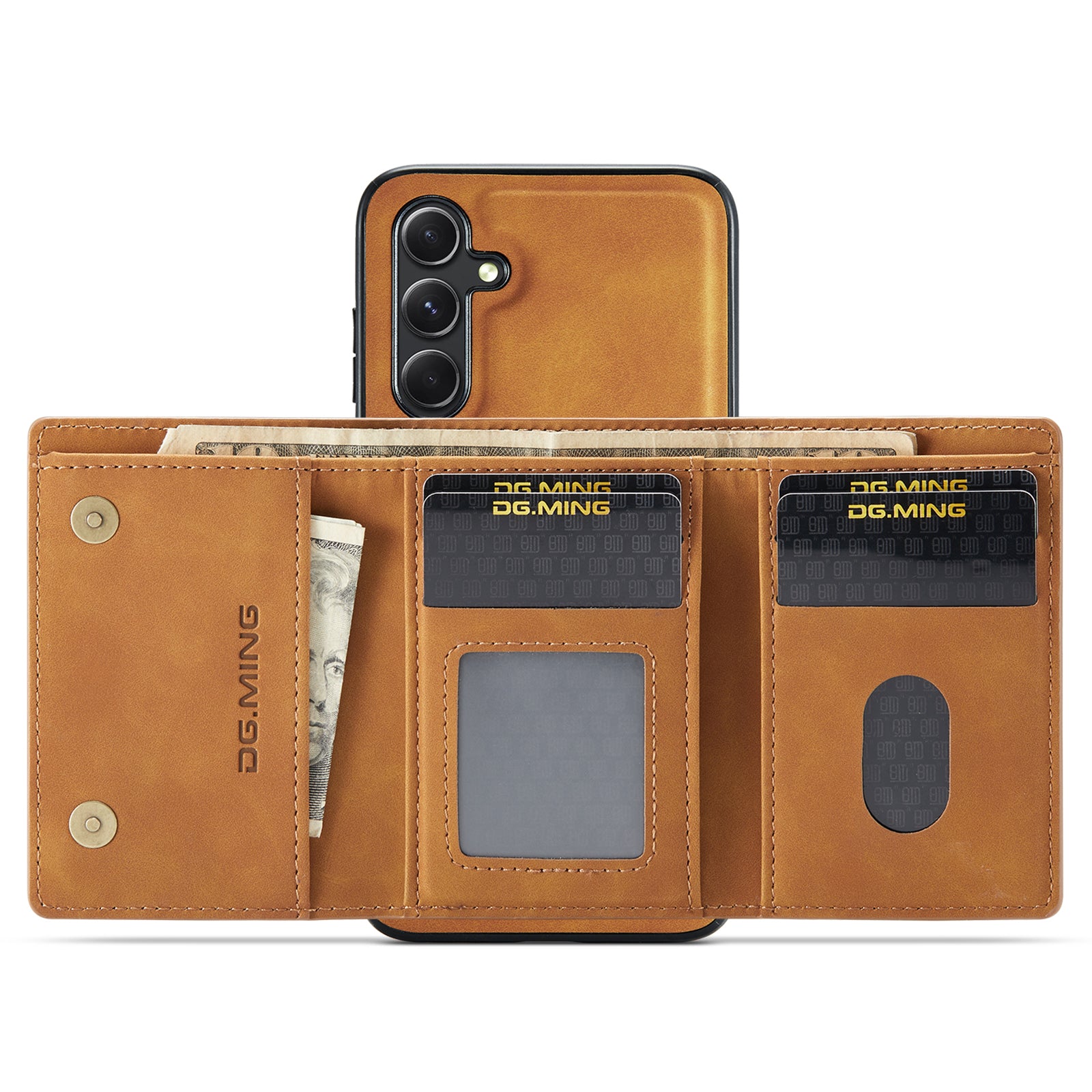DG.MING M1 Series for Samsung Galaxy A35 5G Case Detachable Card Holder Leather Coating Phone Cover