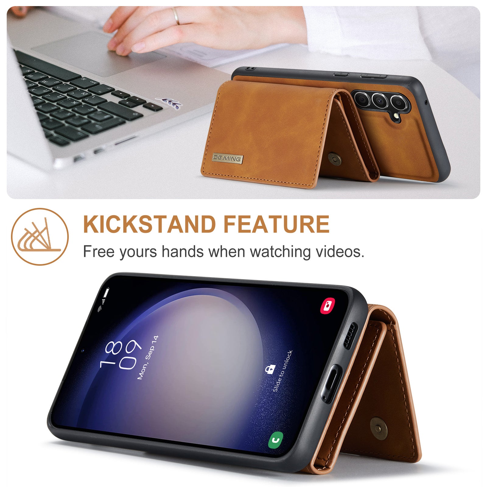 DG.MING M1 Series for Samsung Galaxy A35 5G Case Detachable Card Holder Leather Coating Phone Cover