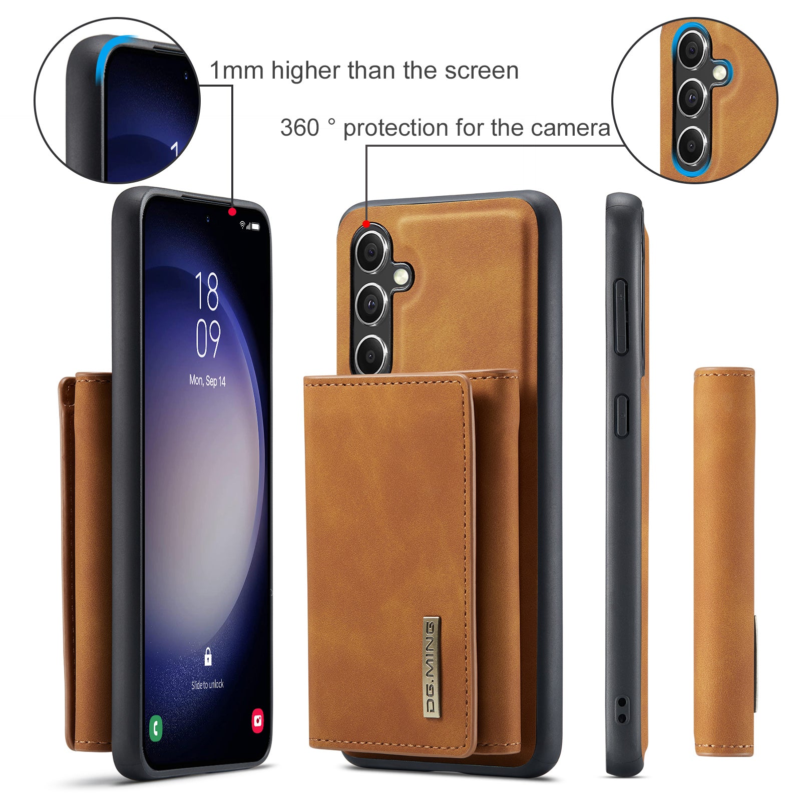 DG.MING M1 Series for Samsung Galaxy A35 5G Case Detachable Card Holder Leather Coating Phone Cover