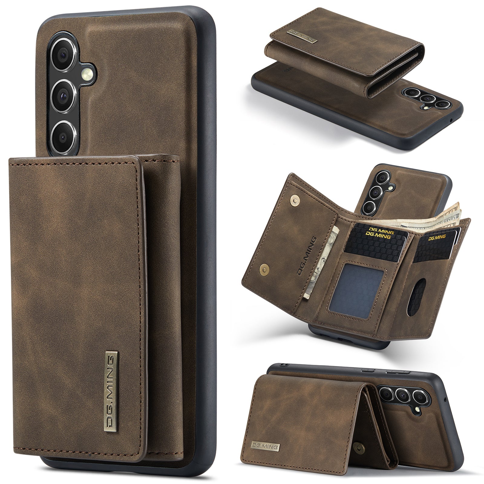 DG.MING M1 Series for Samsung Galaxy A35 5G Case Detachable Card Holder Leather Coating Phone Cover