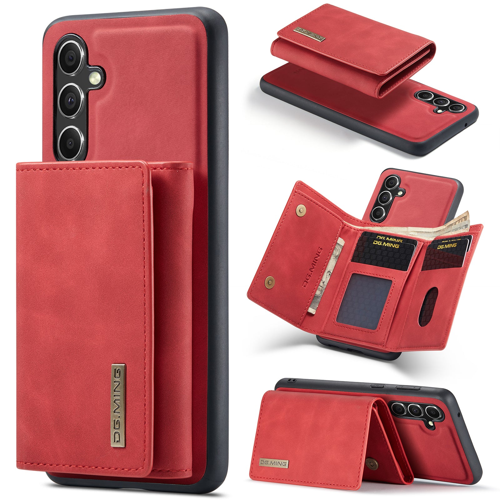 DG.MING M1 Series for Samsung Galaxy A35 5G Case Detachable Card Holder Leather Coating Phone Cover