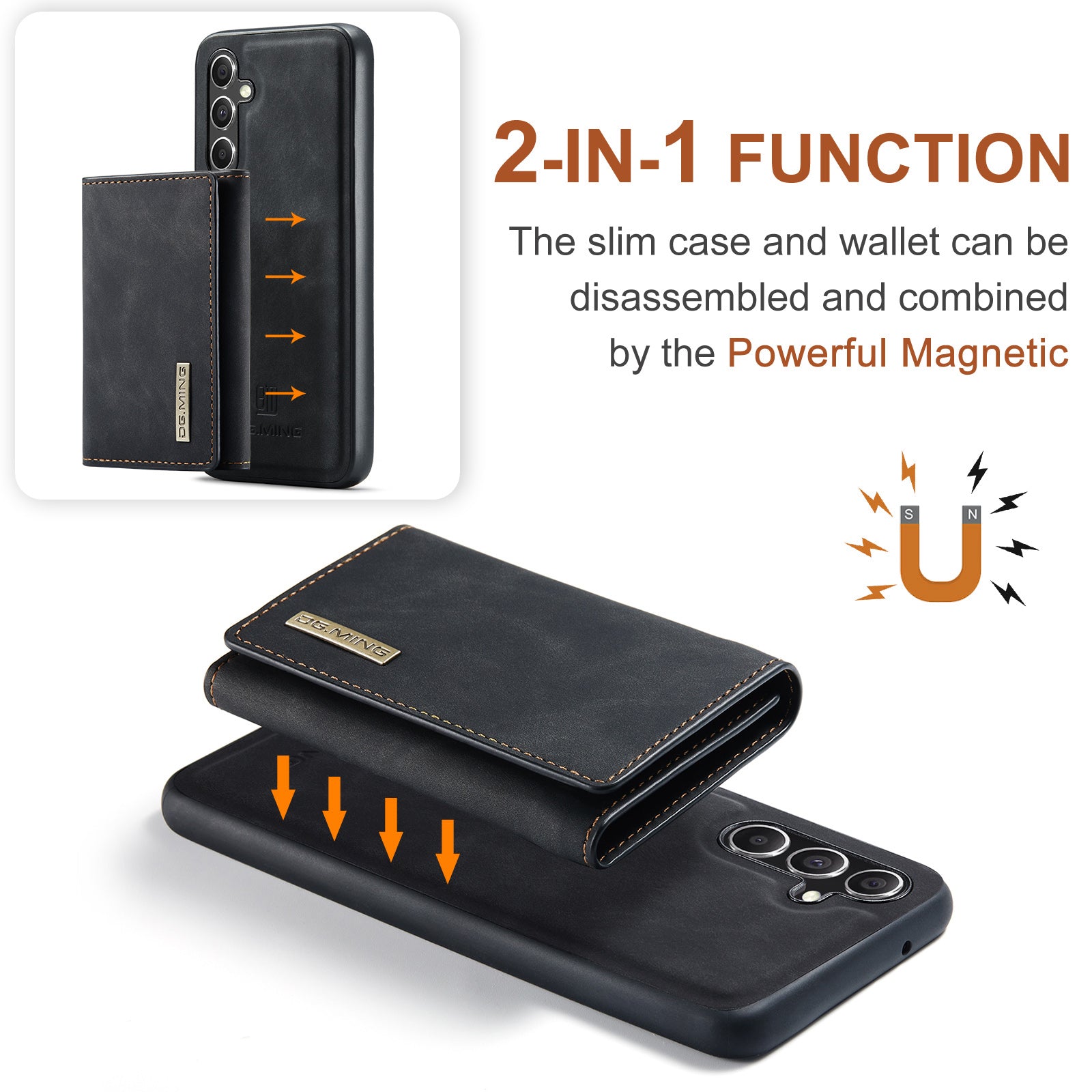 DG.MING M1 Series for Samsung Galaxy A15 4G / A15 5G Case Detachable Wallet Phone Cover