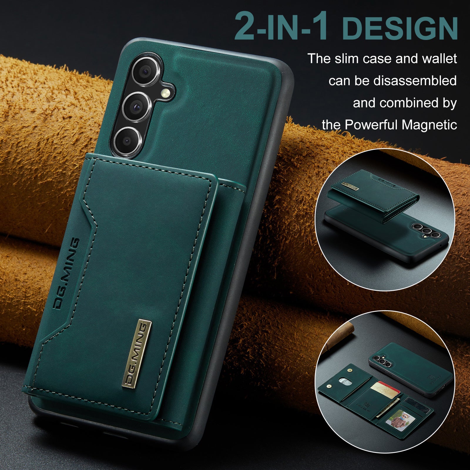 DG.MING M2 Series for Samsung Galaxy A55 5G Magnetic Phone Case Detachable Wallet Cover