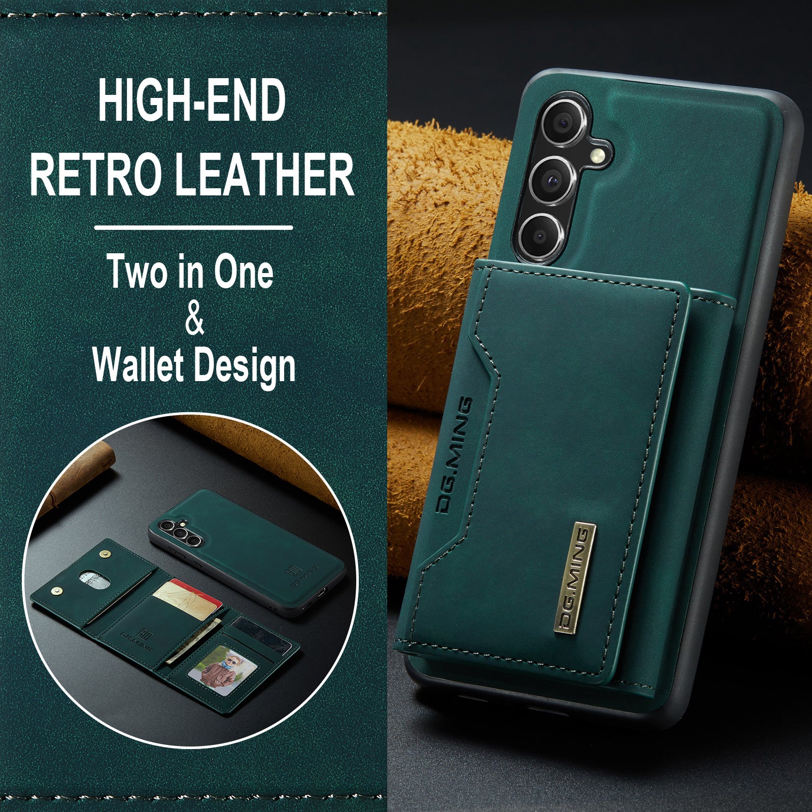 DG.MING M2 Series for Samsung Galaxy A55 5G Magnetic Phone Case Detachable Wallet Cover