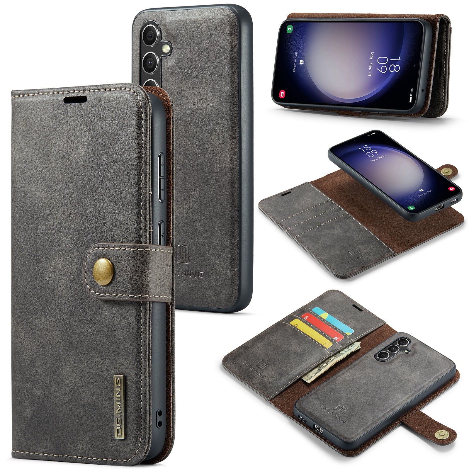 DG.MING for Samsung Galaxy A55 5G Case Detachable Split Leather Phone Cover with Stand Wallet