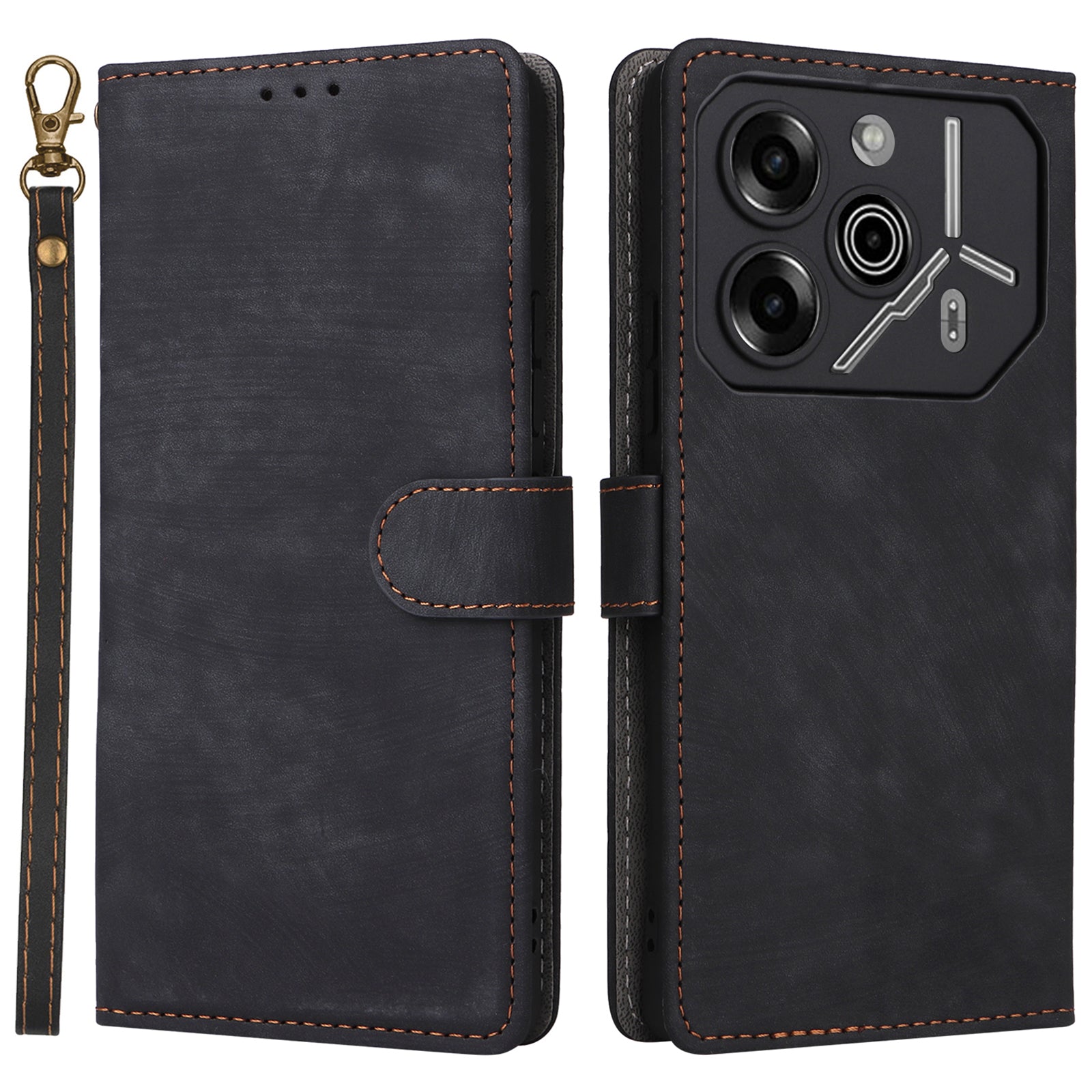 For Transsion Tecno Pova 6 Pro 5G LI9 Case RFID Blocking Leather Phone Wallet Cover with Hand Strap