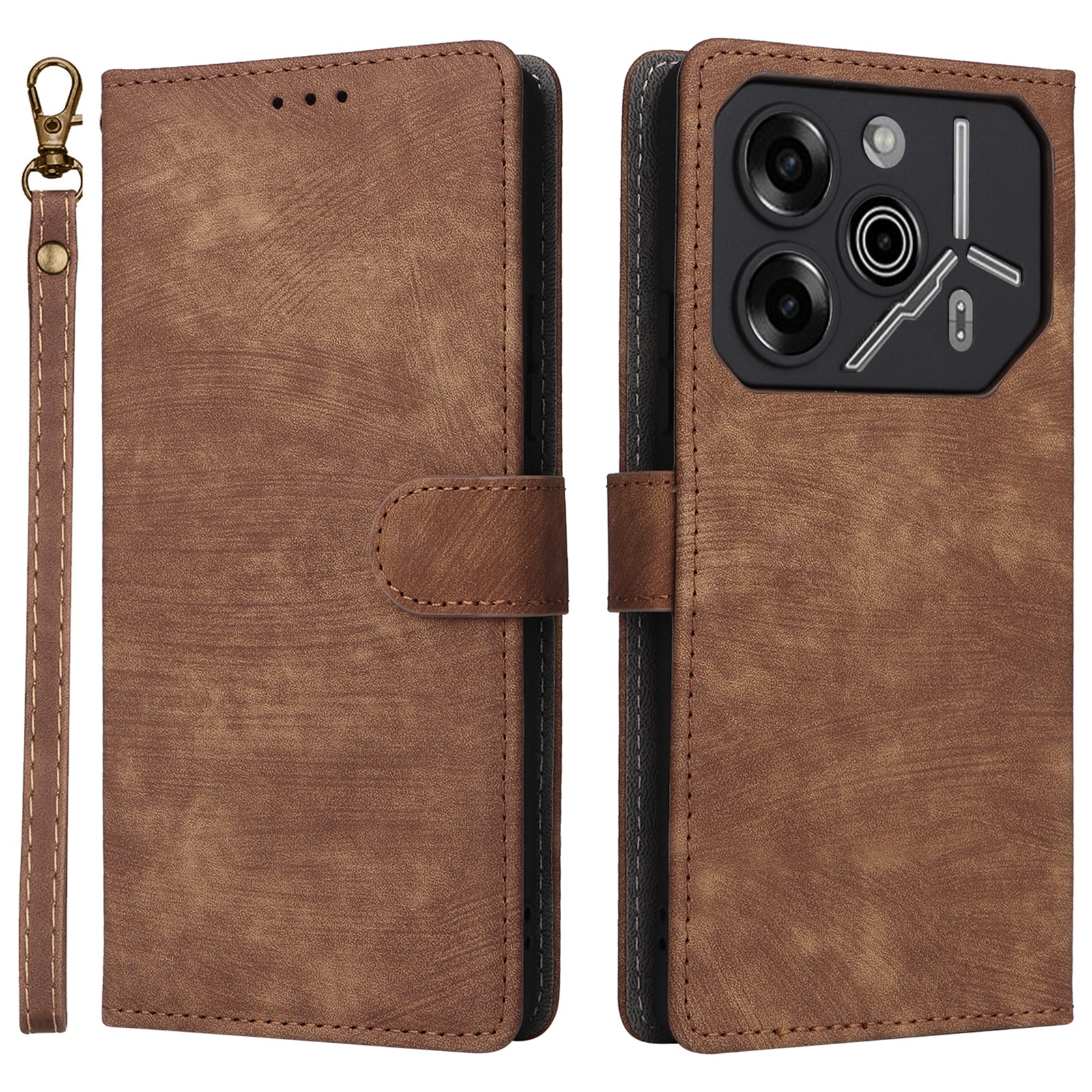 For Transsion Tecno Pova 6 Pro 5G LI9 Case RFID Blocking Leather Phone Wallet Cover with Hand Strap