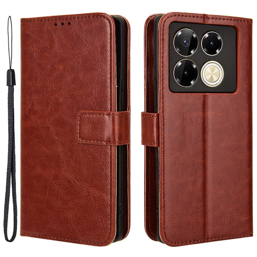 For Transsion Infinix Note 40 Pro 5G X6851 / Infinix Note 40 Pro+ X6851B Case PU Leather Crazy Horse Texture Phone Cover