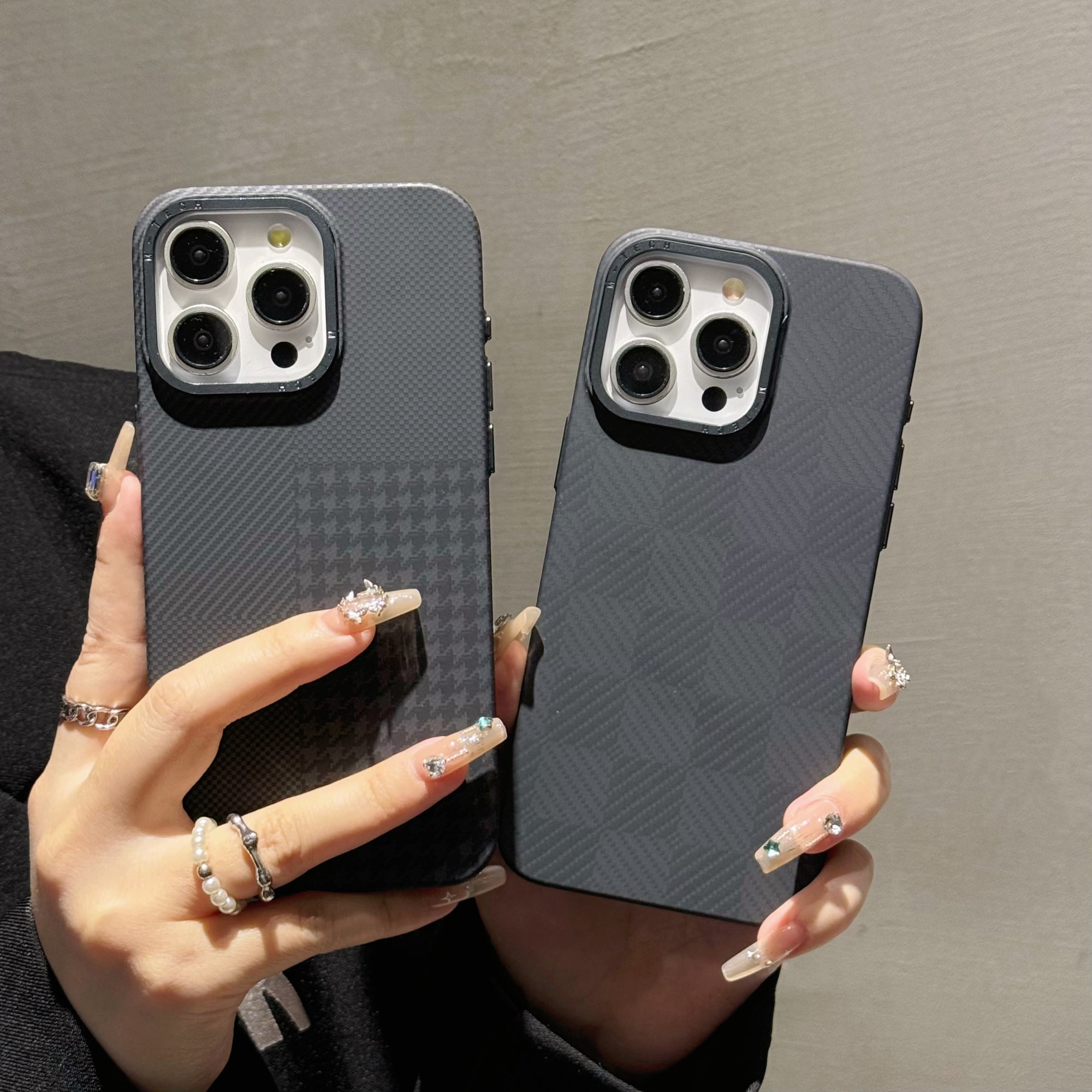 For iPhone 15 Pro Max Case Grid Pattern Hard PC Protective Phone Cover