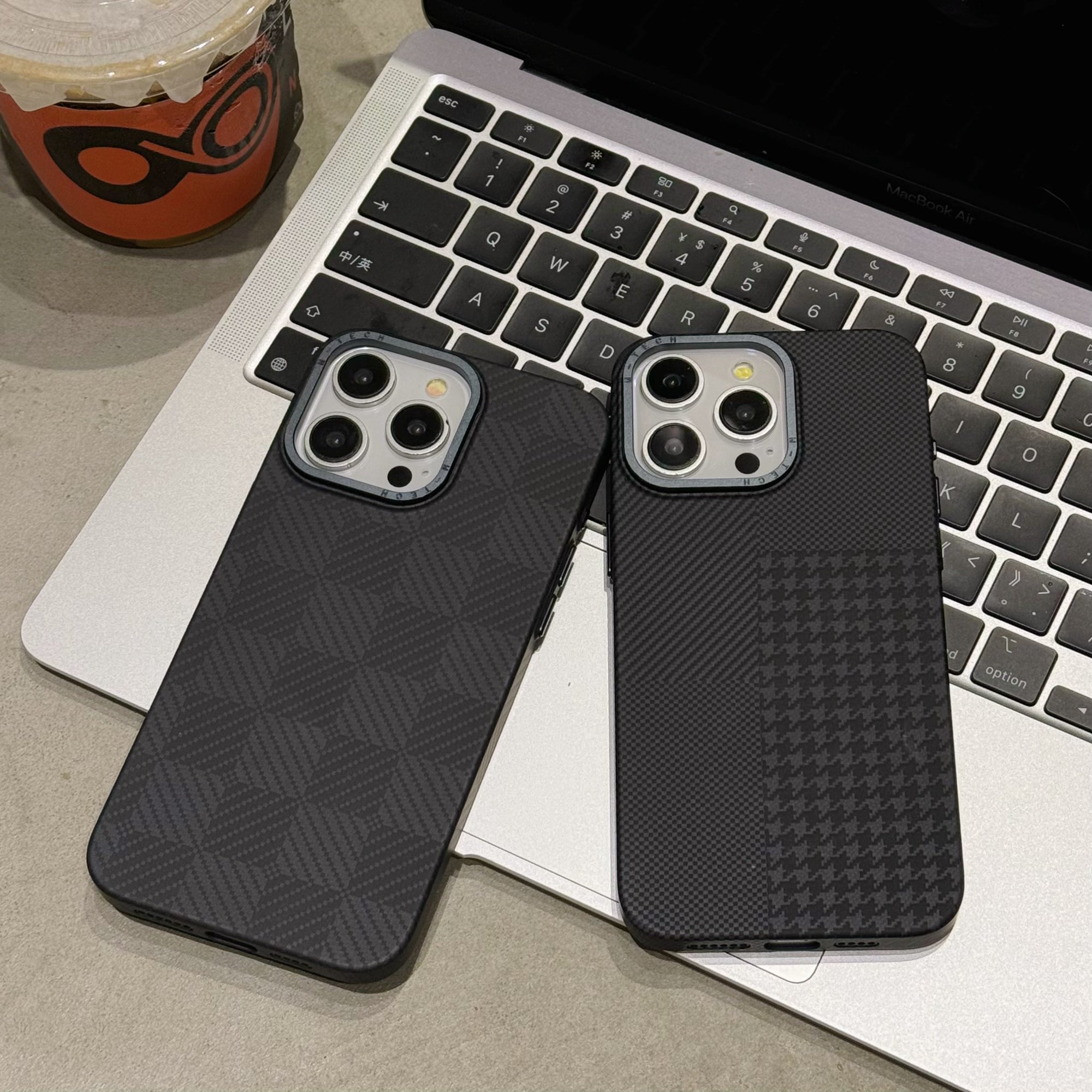 Slim Phone Cover for iPhone 14 Pro Case Grid Pattern Hard PC Phone Shell
