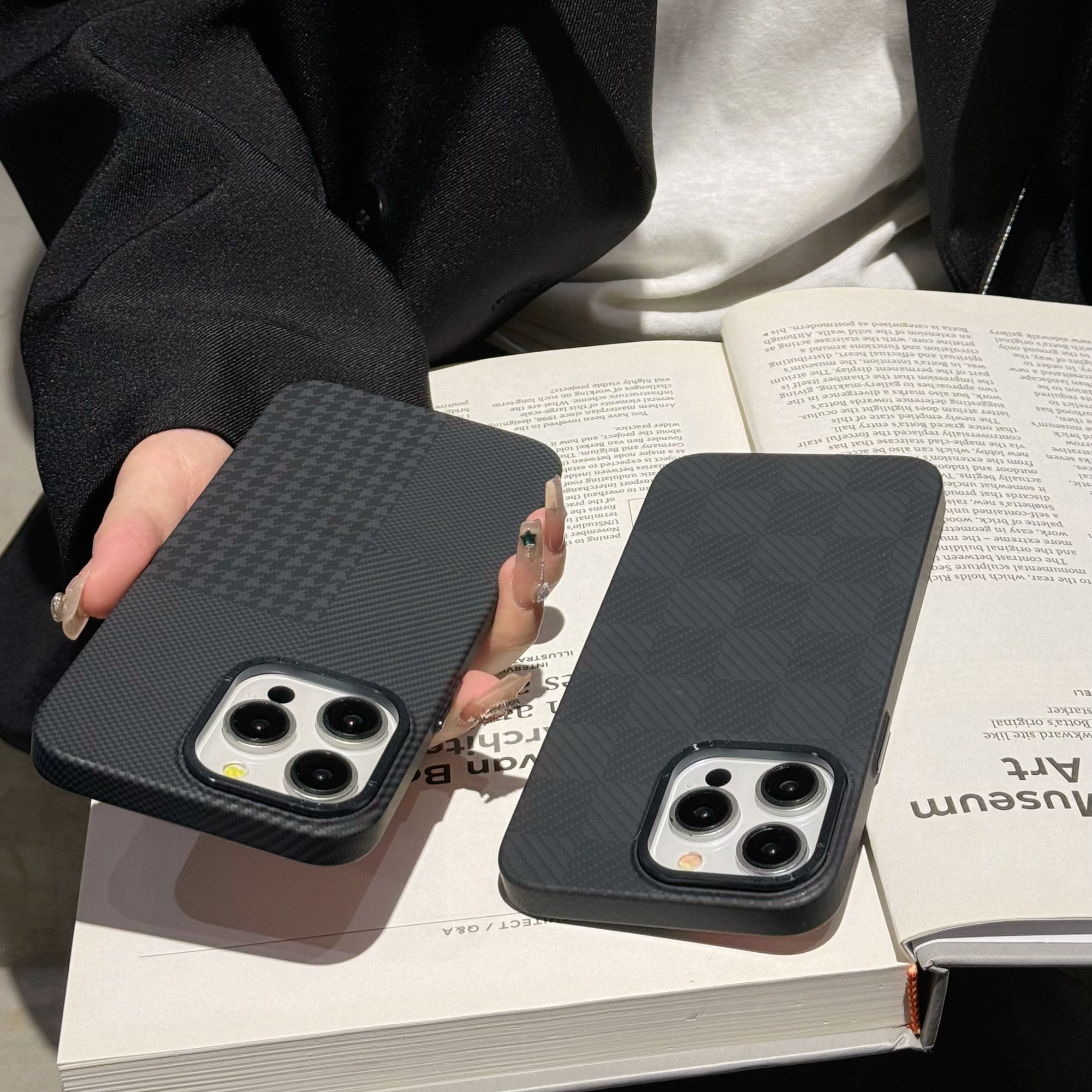Slim Phone Cover for iPhone 14 Pro Case Grid Pattern Hard PC Phone Shell