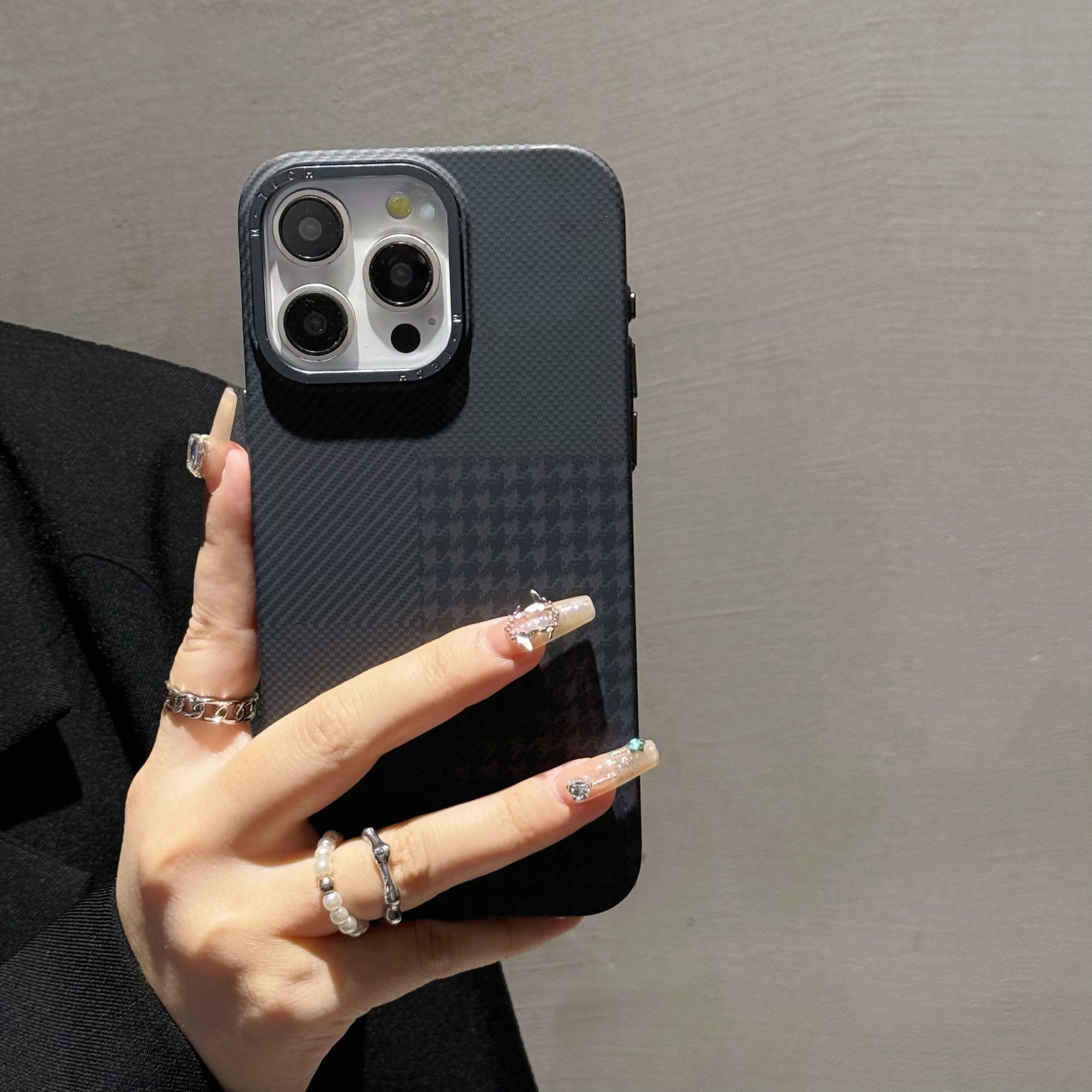 Slim Phone Cover for iPhone 14 Pro Case Grid Pattern Hard PC Phone Shell