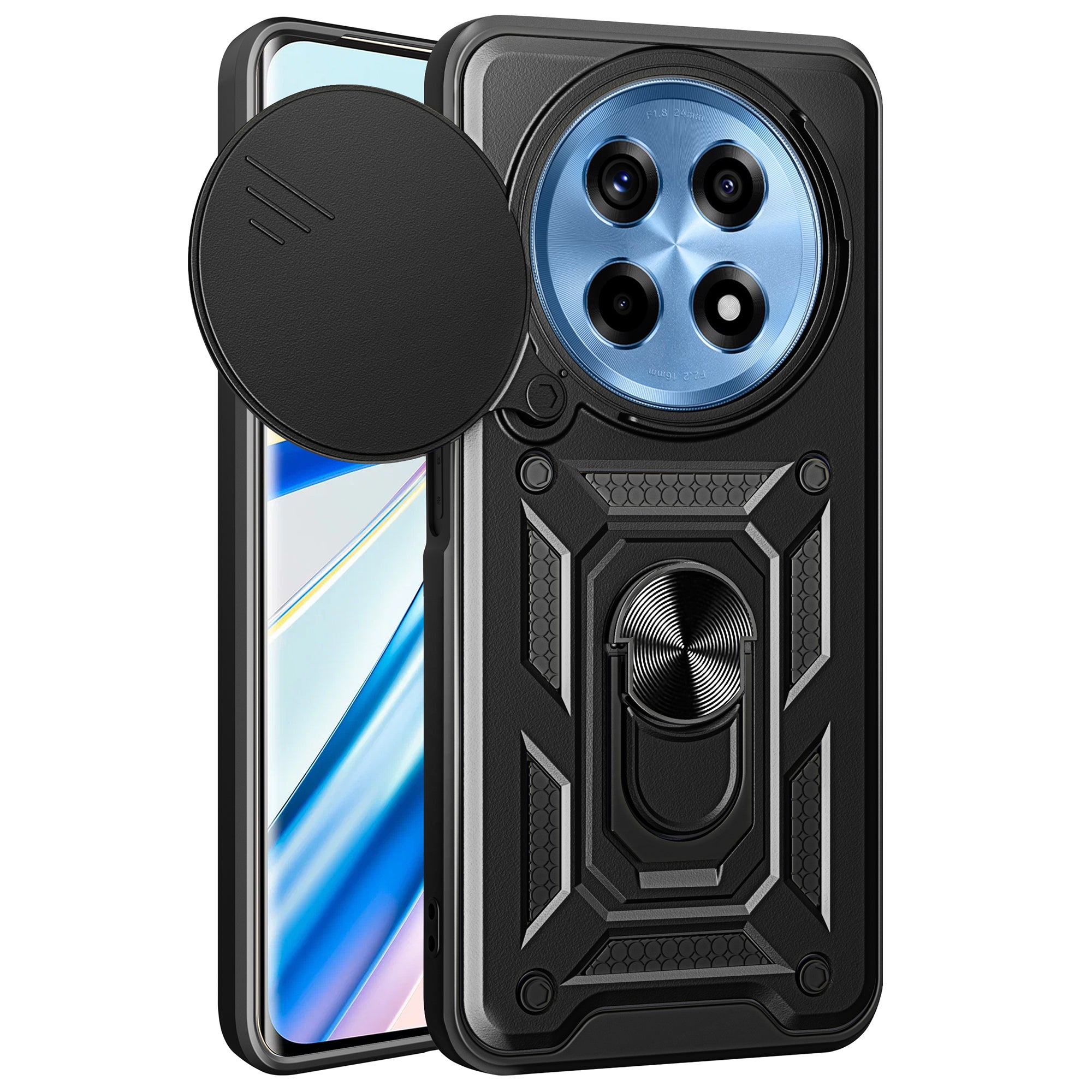 For OnePlus Ace 3 5G / 12R 5G Case PC+TPU Camera Protection Phone Cover Built-in Kickstand