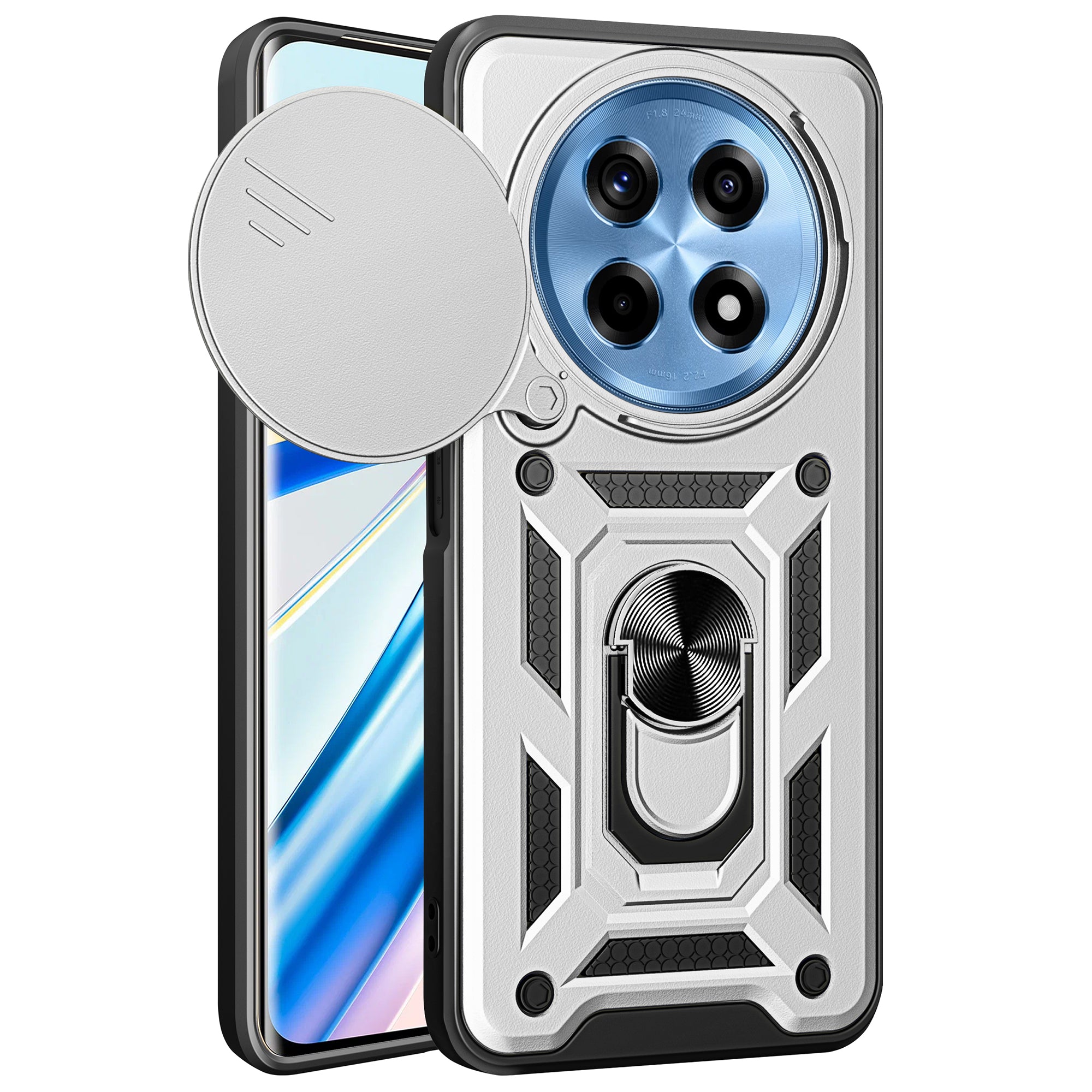 For OnePlus Ace 3 5G / 12R 5G Case PC+TPU Camera Protection Phone Cover Built-in Kickstand