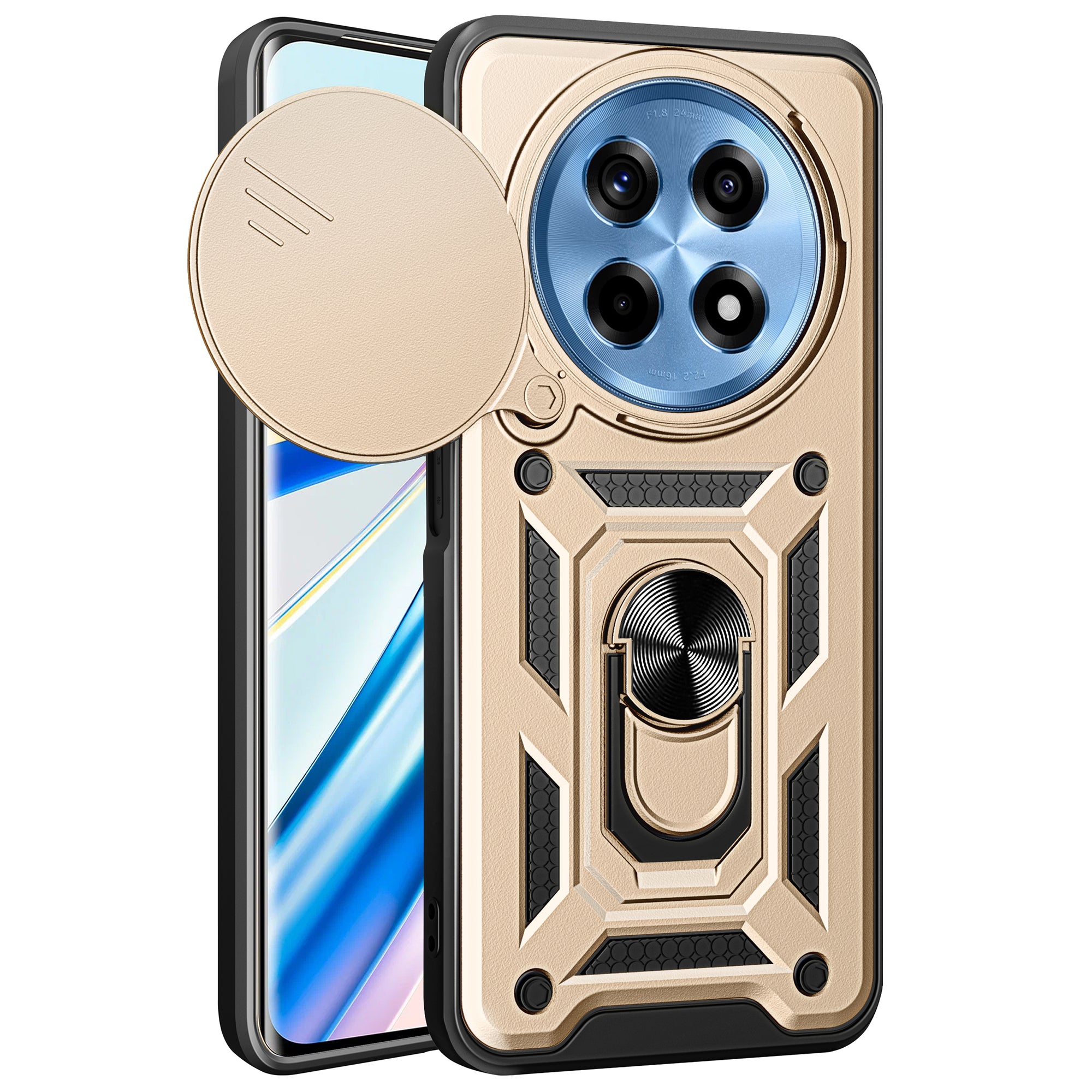 For OnePlus Ace 3 5G / 12R 5G Case PC+TPU Camera Protection Phone Cover Built-in Kickstand