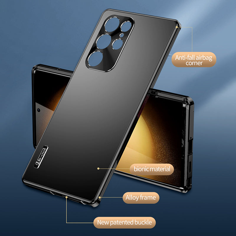 IM-CHEN For Samsung Galaxy S23 Ultra Case Anti-Scratch Hard PC Metal Frame Matte Phone Cover
