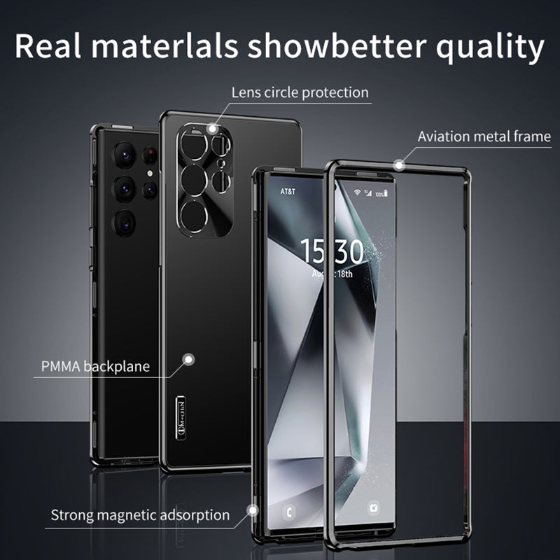 IM-CHEN For Samsung Galaxy S24 Ultra Case Buckle Lock Design Hard PC Metal Frame Phone Cover