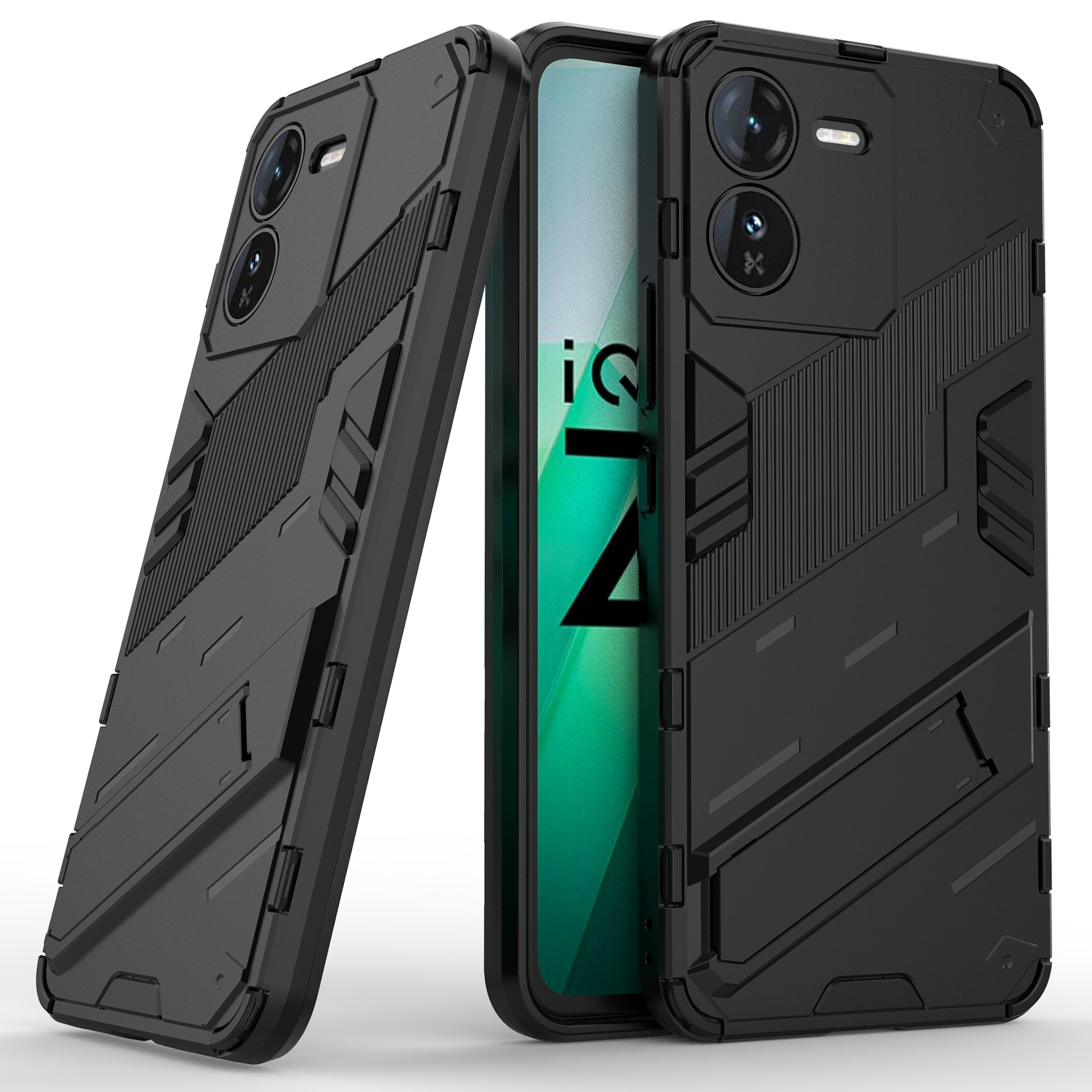 For vivo iQOO Z9 5G Kickstand Case Shock Absorbing PC+TPU Phone Cover