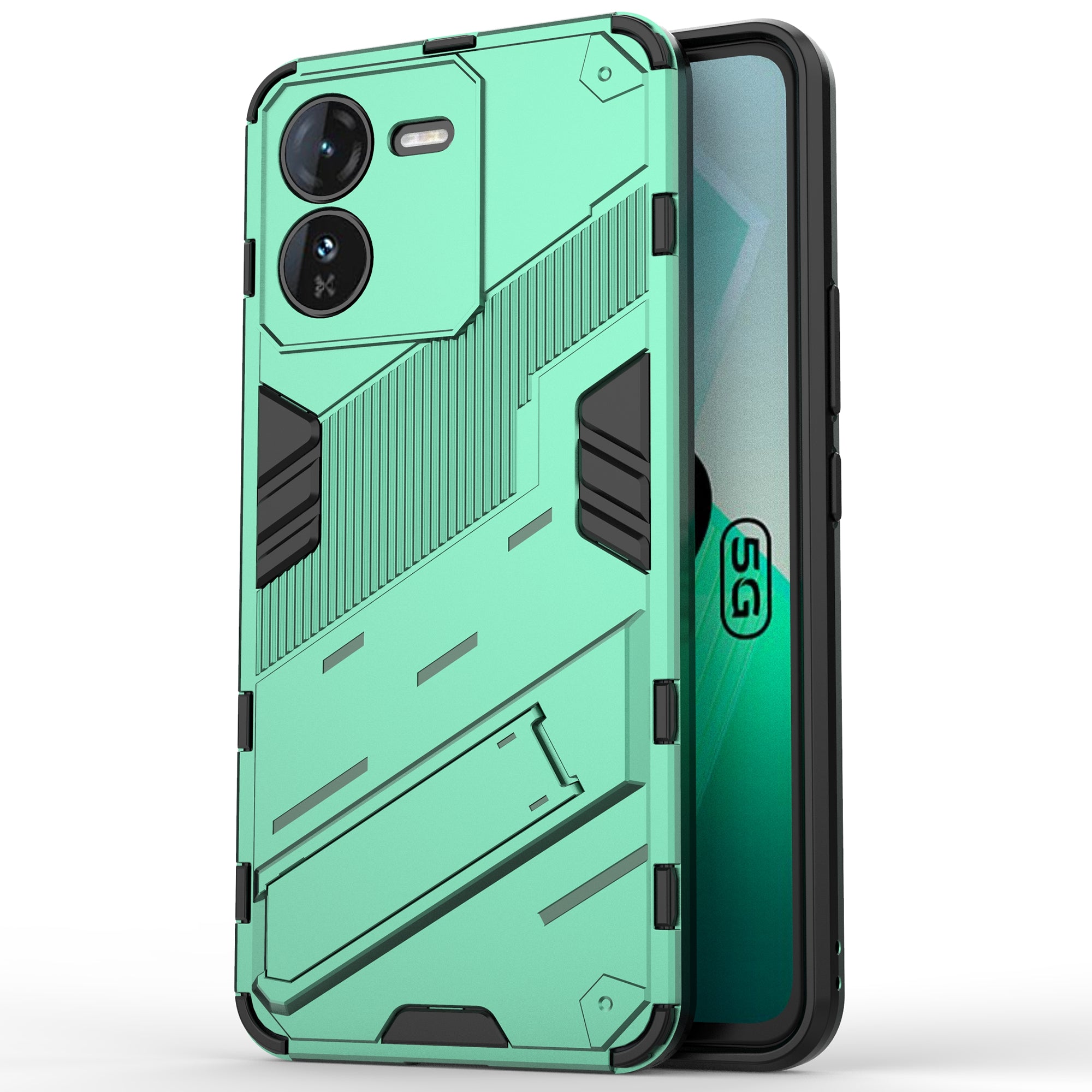 For vivo iQOO Z9 5G Kickstand Case Shock Absorbing PC+TPU Phone Cover