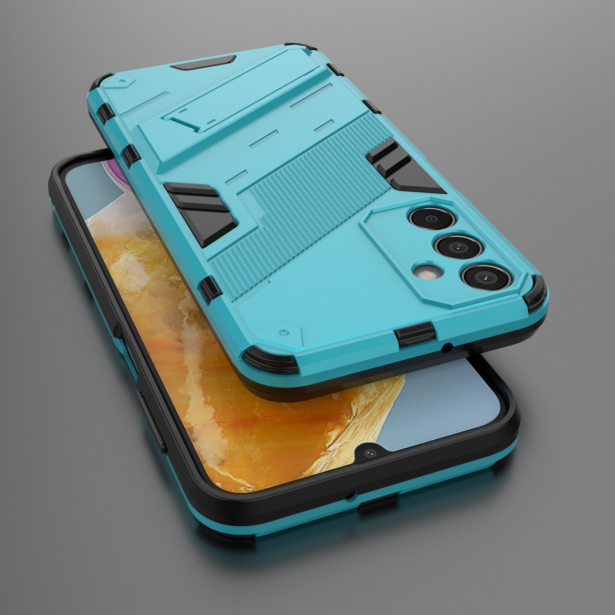 For Samsung Galaxy M15 5G Case Kickstand Anti-Scratch PC+TPU Armour Phone Cover
