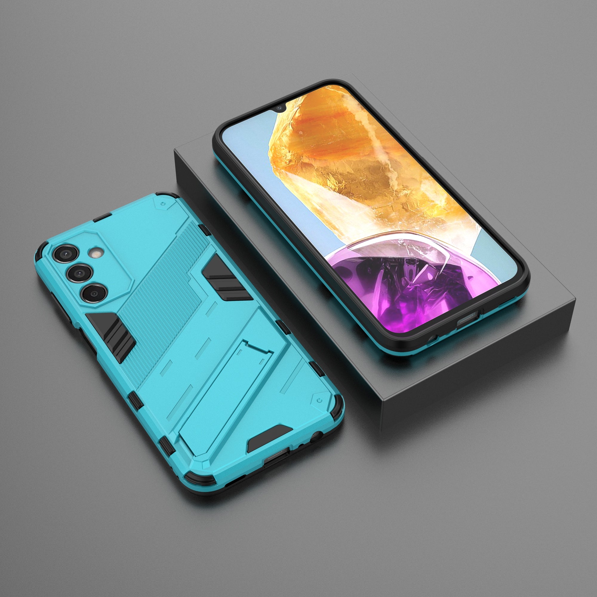 For Samsung Galaxy M15 5G Case Kickstand Anti-Scratch PC+TPU Armour Phone Cover