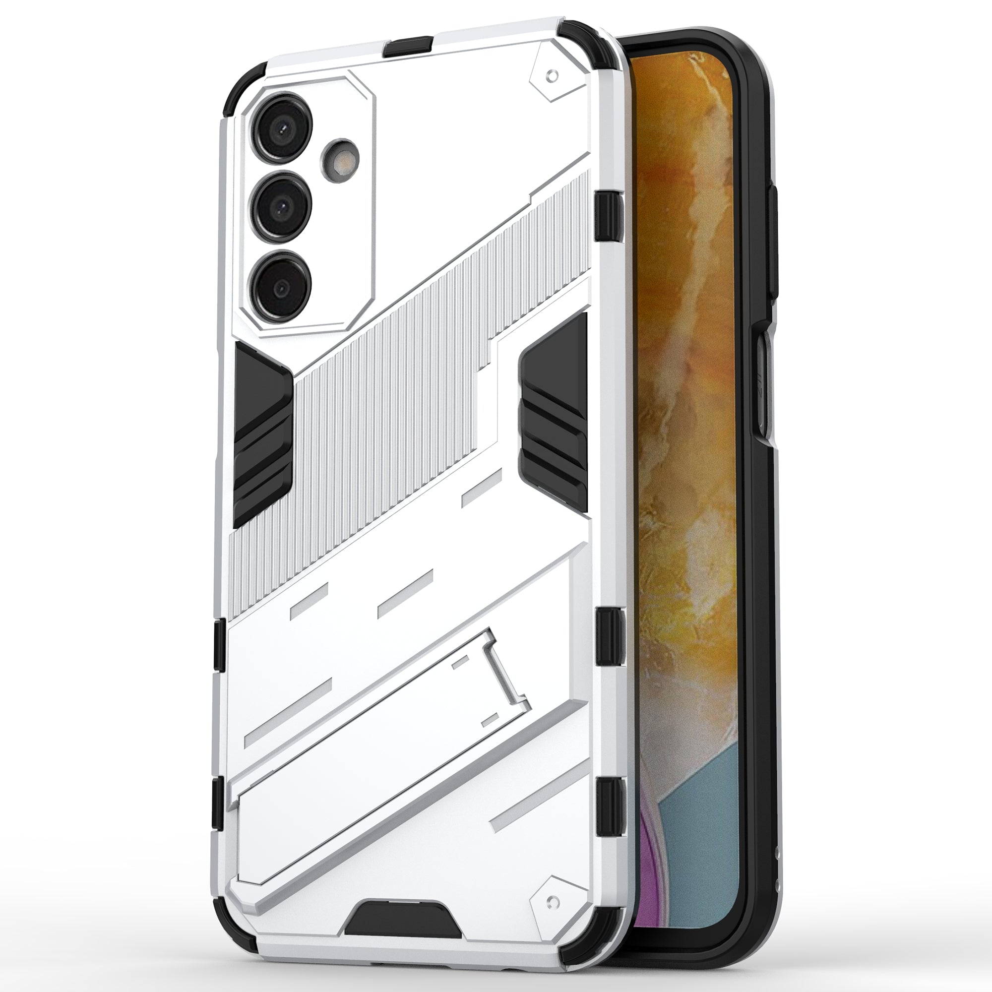 For Samsung Galaxy M15 5G Case Kickstand Anti-Scratch PC+TPU Armour Phone Cover