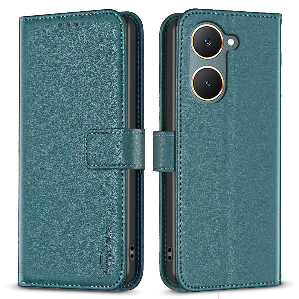 BINFEN COLOR BF17 For vivo Y03 Wallet Case PU Leather + TPU Flip Phone Cover