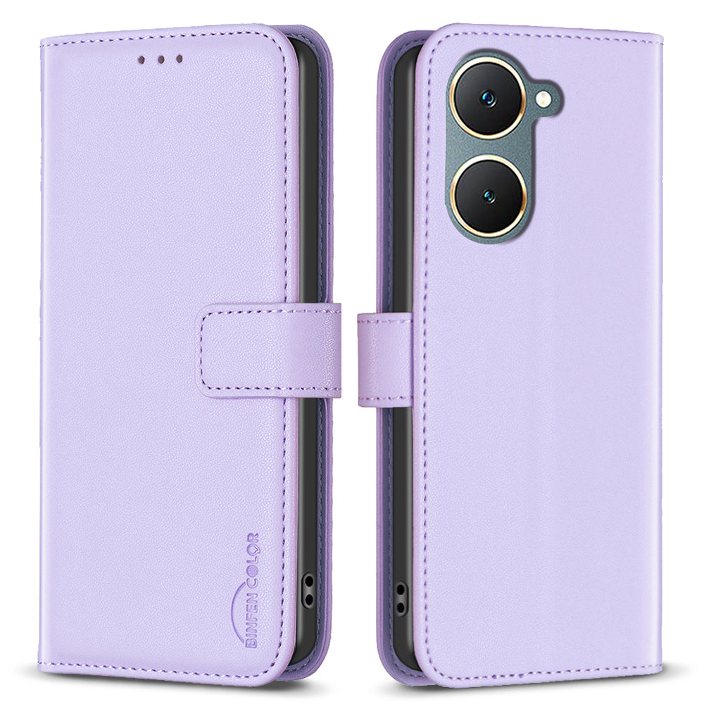 BINFEN COLOR BF17 For vivo Y03 Wallet Case PU Leather + TPU Flip Phone Cover
