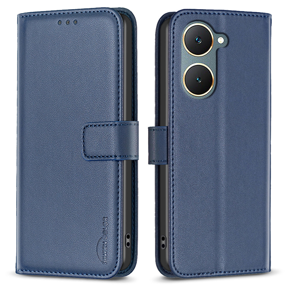 BINFEN COLOR BF17 For vivo Y03 Wallet Case PU Leather + TPU Flip Phone Cover