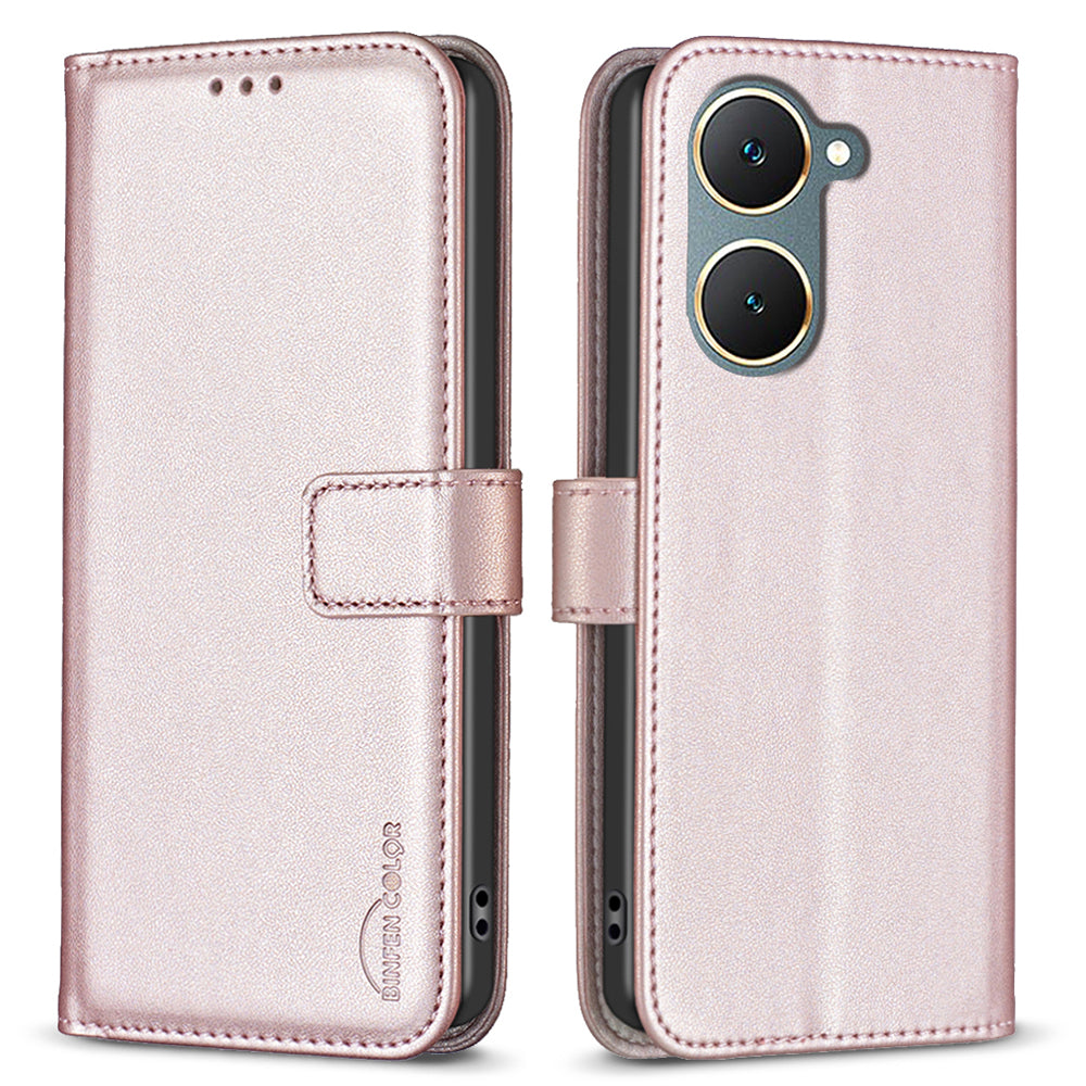 BINFEN COLOR BF17 For vivo Y03 Wallet Case PU Leather + TPU Flip Phone Cover