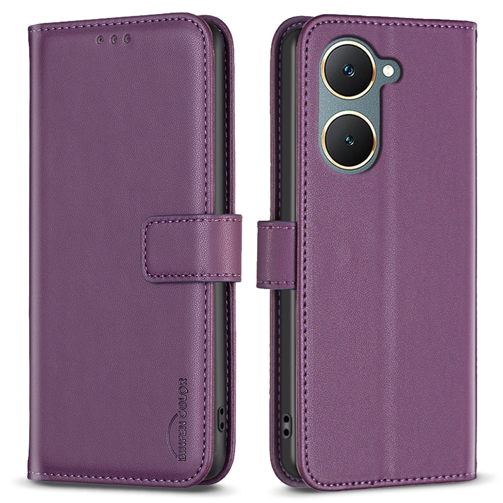 BINFEN COLOR BF17 For vivo Y03 Wallet Case PU Leather + TPU Flip Phone Cover