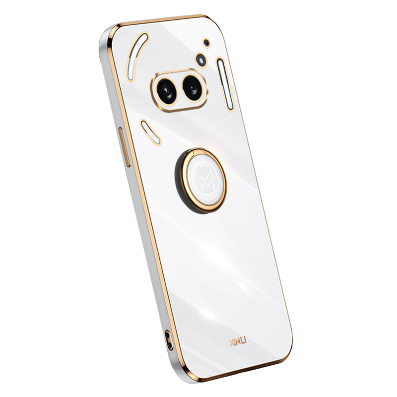XINLI For Nothing Phone (2a) Cover Electroplating Ring Kickstand Soft TPU Phone Case