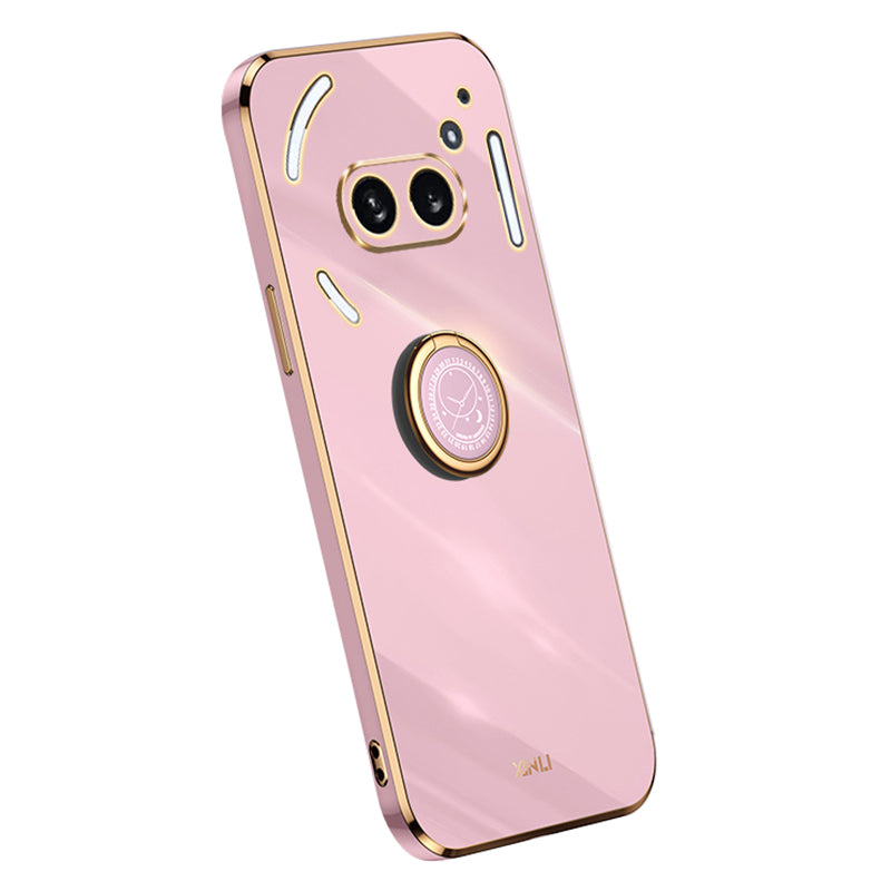 XINLI For Nothing Phone (2a) Cover Electroplating Ring Kickstand Soft TPU Phone Case