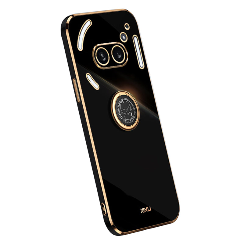 XINLI For Nothing Phone (2a) Cover Electroplating Ring Kickstand Soft TPU Phone Case