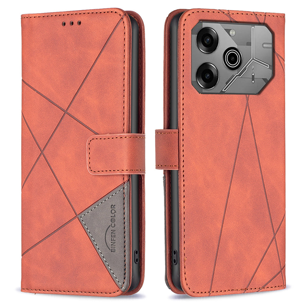 BINFEN COLOR BF05 For Transsion Tecno Pova 6 5G / Tecno Pova 6 Pro 5G Case Imprinted Geometric Leather Phone Cover
