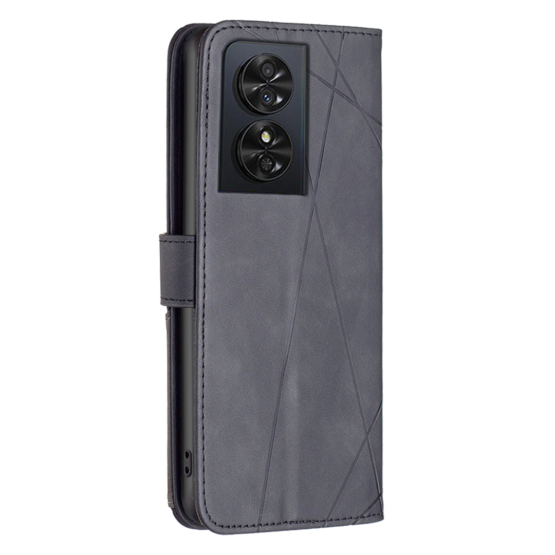 BINFEN COLOR BF05 For TCL 50 SE Leather Case Wallet Geometric Imprinted Phone Cover