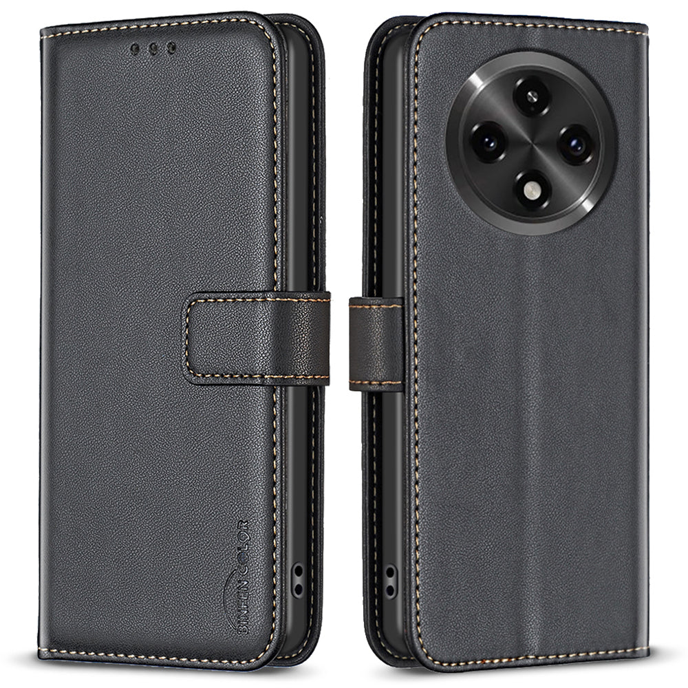 BINFEN COLOR BF17 For Oppo A3 Pro 5G / A2 Pro 5G Magnetic Case PU Leather + TPU Flip Stand Phone Cover