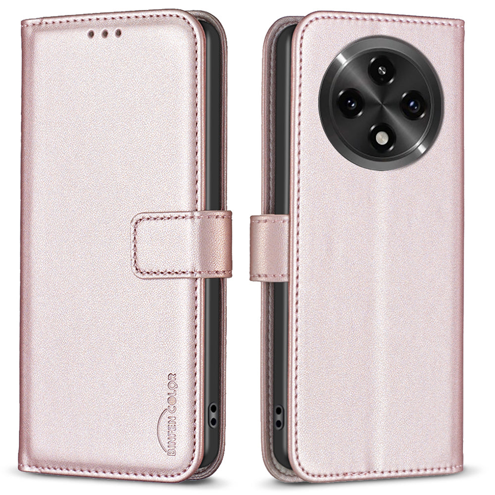 BINFEN COLOR BF17 For Oppo A3 Pro 5G / A2 Pro 5G Magnetic Case PU Leather + TPU Flip Stand Phone Cover
