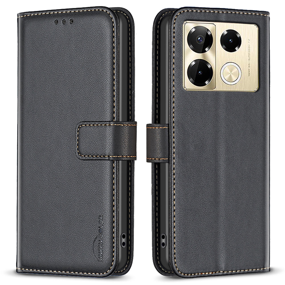 BINFEN COLOR BF17 For Transsion Infinix Note 40 Pro+ / Note 40 Pro 5G / 4G Slim-Fit PU Leather Case Stand Flip Phone Cover