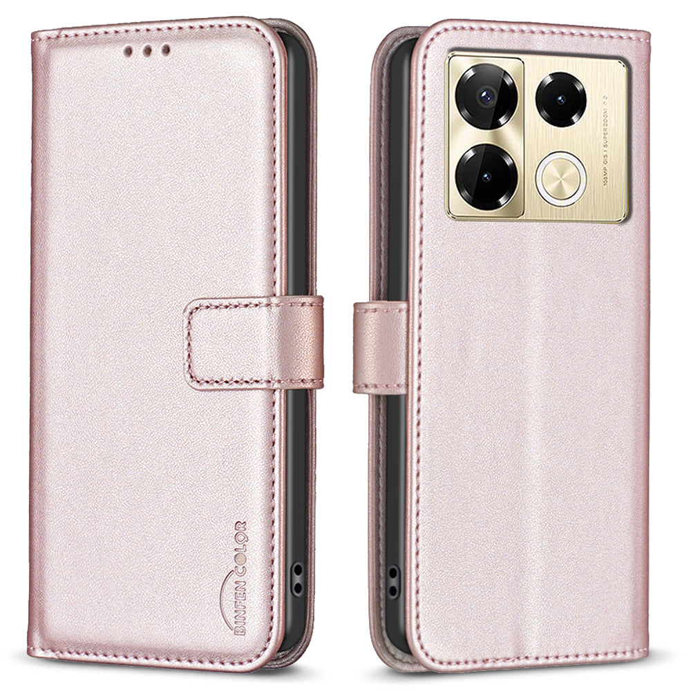 BINFEN COLOR BF17 For Transsion Infinix Note 40 Pro+ / Note 40 Pro 5G / 4G Slim-Fit PU Leather Case Stand Flip Phone Cover