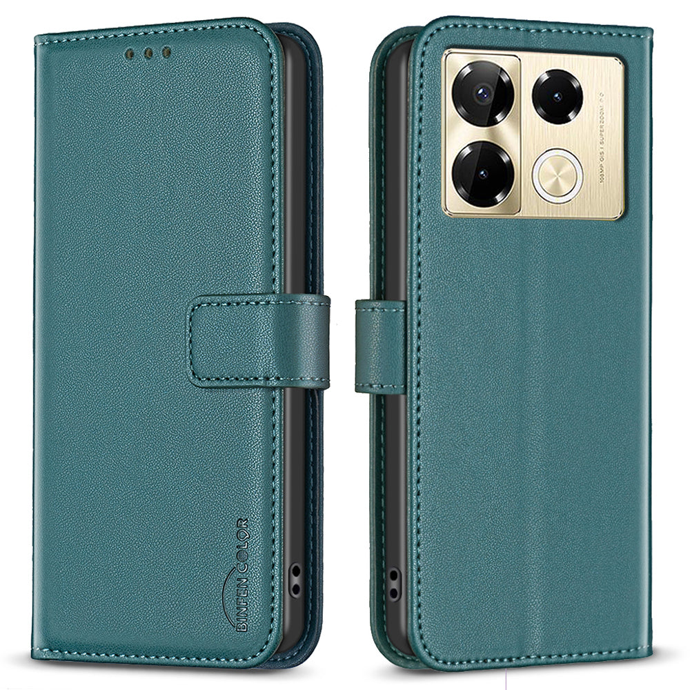 BINFEN COLOR BF17 For Transsion Infinix Note 40 Pro+ / Note 40 Pro 5G / 4G Slim-Fit PU Leather Case Stand Flip Phone Cover