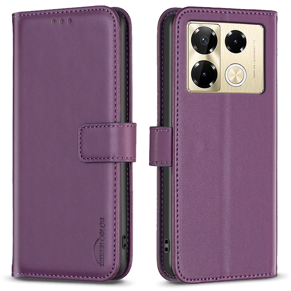 BINFEN COLOR BF17 For Transsion Infinix Note 40 Pro+ / Note 40 Pro 5G / 4G Slim-Fit PU Leather Case Stand Flip Phone Cover