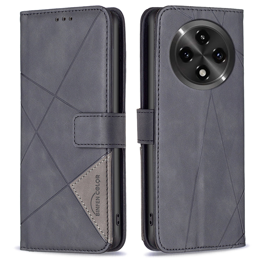 BINFEN COLOR BF05 For Oppo A2 Pro 5G / A3 Pro 5G Wallet Geometric Imprinted Phone Cover Leather Case