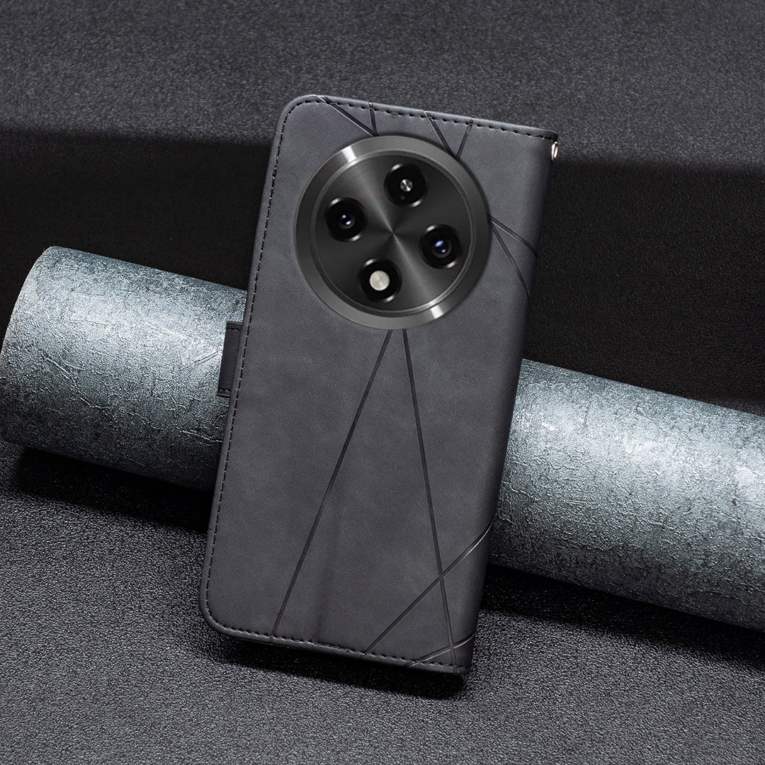 BINFEN COLOR BF05 For Oppo A2 Pro 5G / A3 Pro 5G Wallet Geometric Imprinted Phone Cover Leather Case