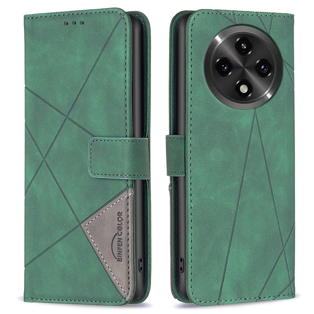 BINFEN COLOR BF05 For Oppo A2 Pro 5G / A3 Pro 5G Wallet Geometric Imprinted Phone Cover Leather Case