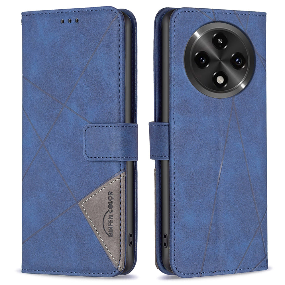BINFEN COLOR BF05 For Oppo A2 Pro 5G / A3 Pro 5G Wallet Geometric Imprinted Phone Cover Leather Case