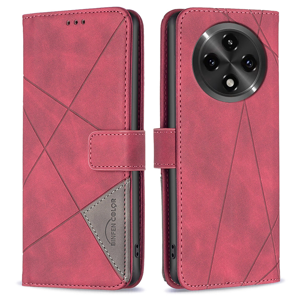 BINFEN COLOR BF05 For Oppo A2 Pro 5G / A3 Pro 5G Wallet Geometric Imprinted Phone Cover Leather Case
