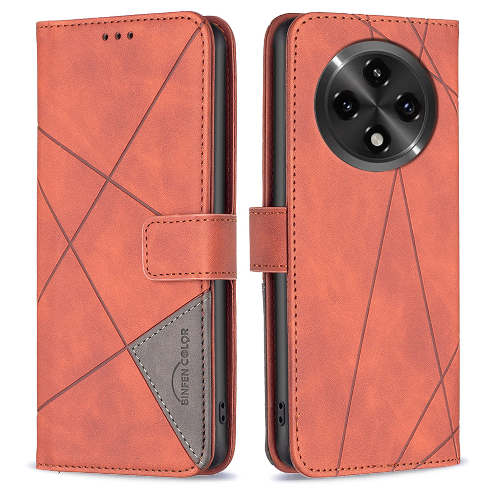 BINFEN COLOR BF05 For Oppo A2 Pro 5G / A3 Pro 5G Wallet Geometric Imprinted Phone Cover Leather Case
