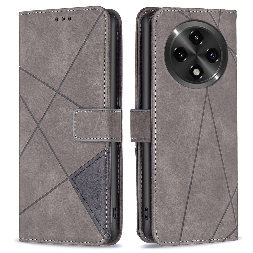 BINFEN COLOR BF05 For Oppo A2 Pro 5G / A3 Pro 5G Wallet Geometric Imprinted Phone Cover Leather Case