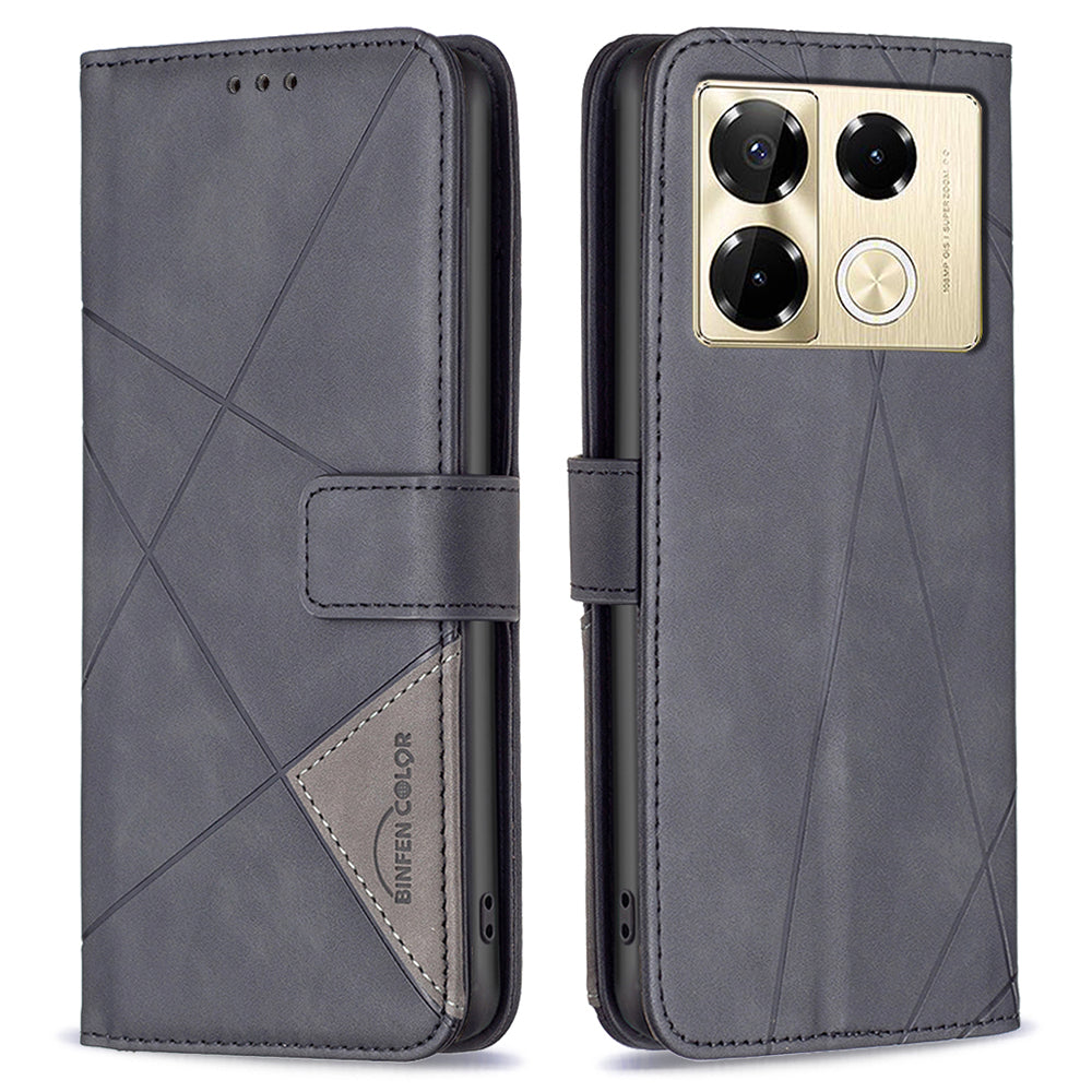 BINFEN COLOR BF05 For Transsion Infinix Note 40 Pro 4G / 5G / Note 40 Pro+ Geometric Leather Wallet Cover